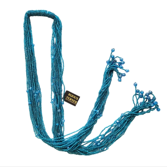 Bijoux Terner Jewelry - Bijoux Terner NWT Aqua Glass Seed Bead Long Ethnic Lariat Necklace